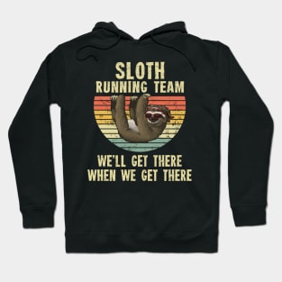 Sloth Running Team T-Shirt - Retro Sunset Gift Hoodie